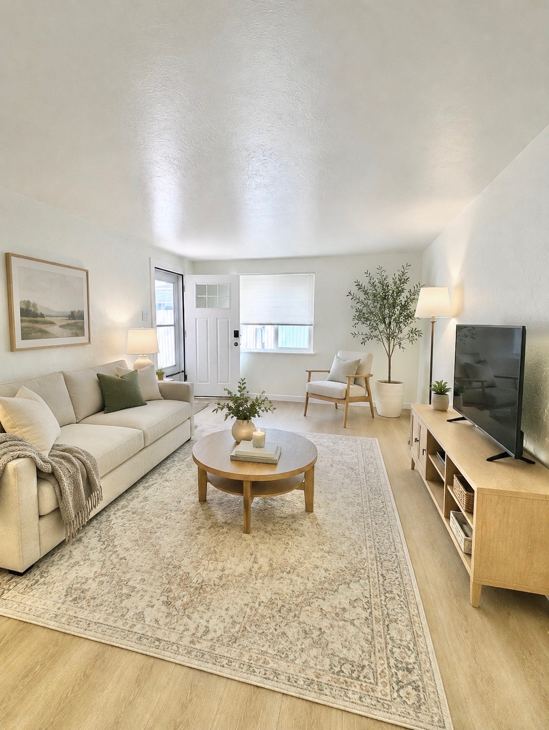 Staged living room at 1149 Akron St